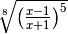 \sqrt[8 ]{\left( \frac{x - 1 }{x + 1 }  \right) ^{5 } }
